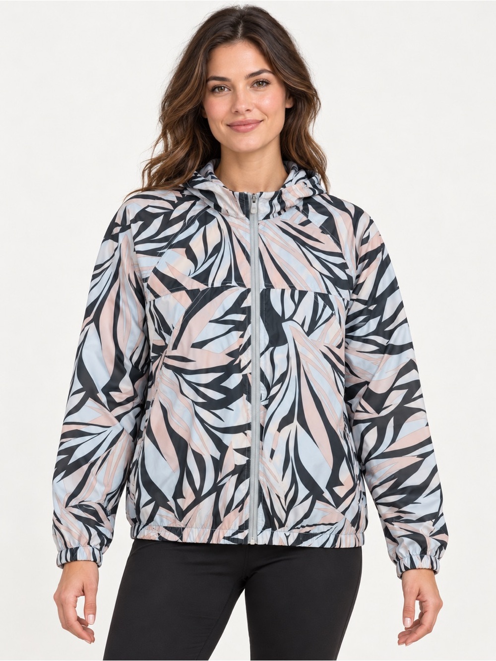 O’Neill Tropical Leaf Print Hooded Windbreaker Jacket